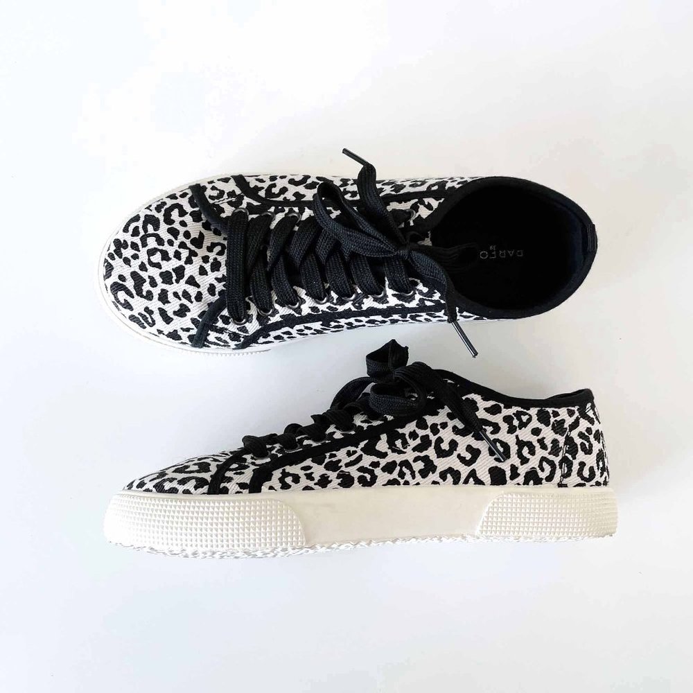 Leopard Print Low-Top Sneakers - Black &  light gray